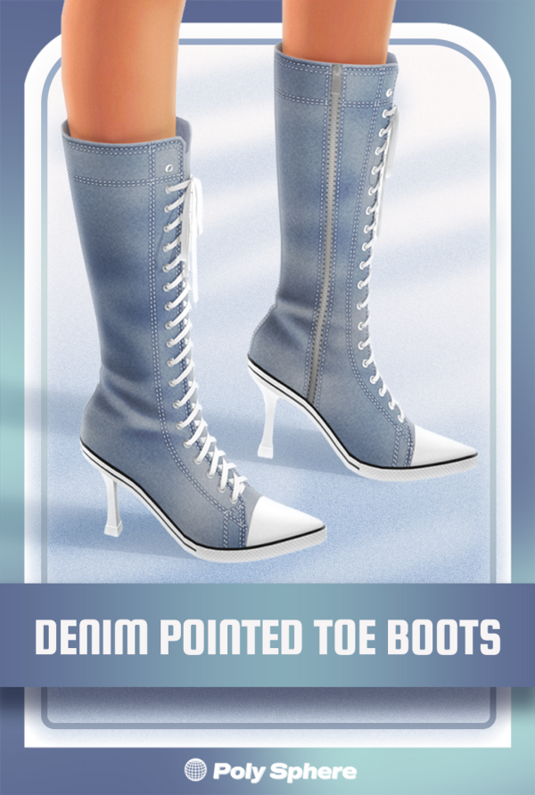 Mix Denim Pointed Toe Boots - The Sims 4 custom content