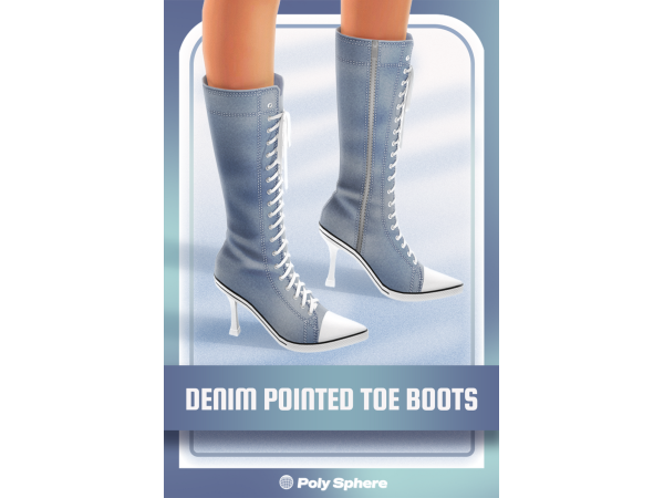 Mix Denim Pointed Toe Boots - The Sims 4 custom content