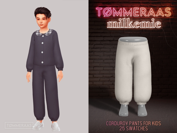 Alpha TØMMERAAS Corduroy Pants for Kids - The Sims 4 custom content