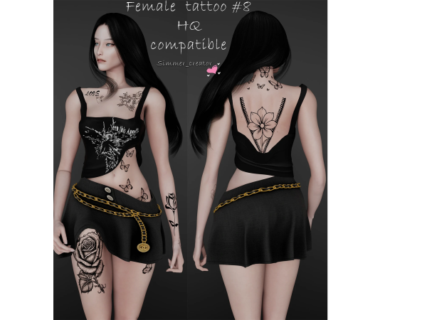 Mix Female tattoo #8 by Simmer_creator9 - The Sims 4 custom content