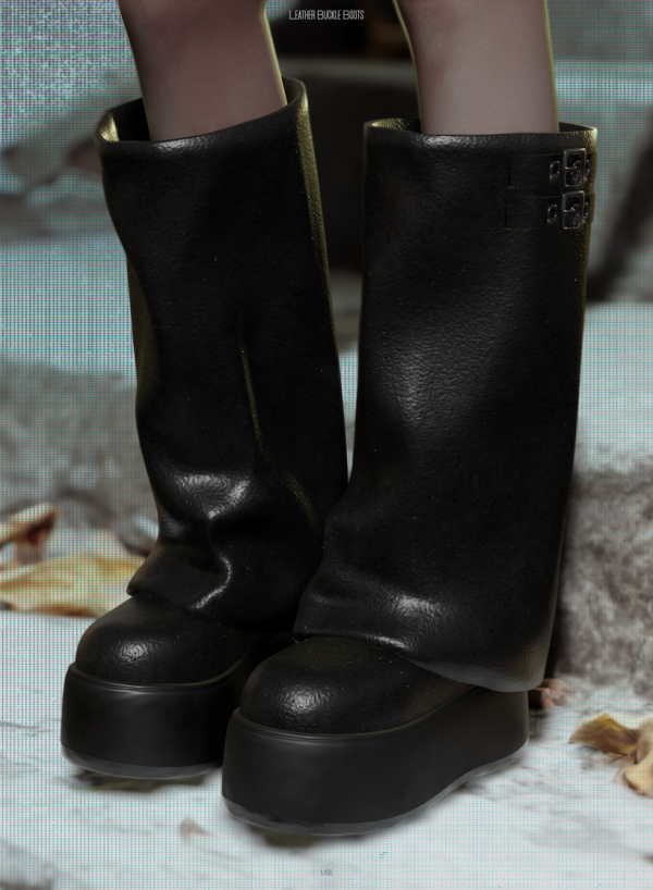 Alpha Leather Buckle Boots by simsfinds - The Sims 4 custom content