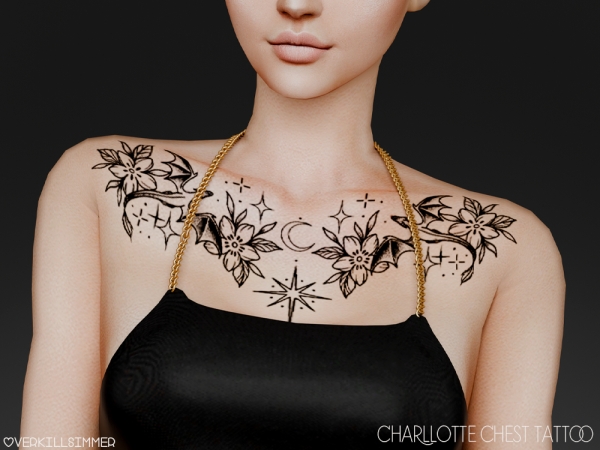 Mix Charllotte chest tattoo - The Sims 4 custom content