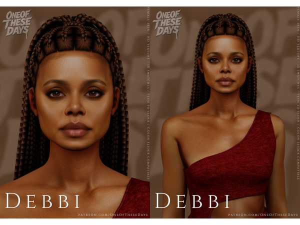 Alpha Debbi (Debbi Morgan) SKIN / SKINOVERLAY + lipstick & tray files - The Sims 4 custom content