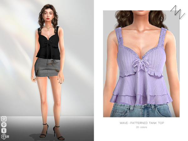 Alpha WAVE PATTERNED TANK TOP by ZNsims - The Sims 4 custom content