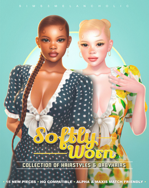 Mix Softly Worn collection of hairstyles & babyhairs by simsfinds - The Sims 4 custom content