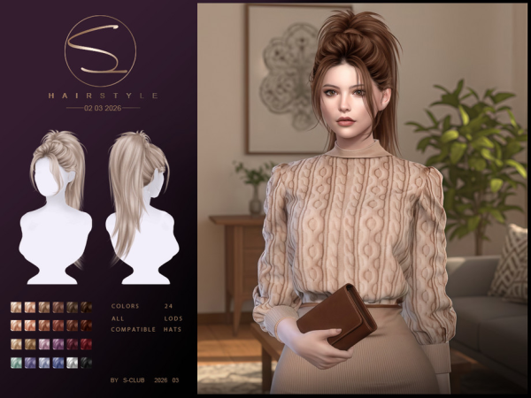 Alpha sclub_ts4_hair_ 020326 Club by S - The Sims 4 custom content