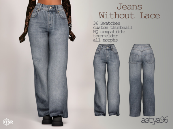 Alpha Jeans without Lace by astya96cc - The Sims 4 custom content